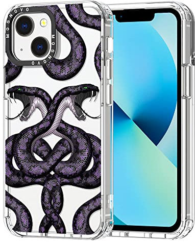 MOSNOVO Case for iPhone 13 Mini, [Buffertech 6.6ft Military-Grade Drop Protection] [Anti Peel Off Tech] Clear TPU Bumper Phone Case Cover Design - Mystery Snake