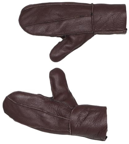 Harrys-Collection Damen Handschuhe Fäustlinge aus Lammfell Patchwork, Farben:braun, Handschuhgröße:L/XL