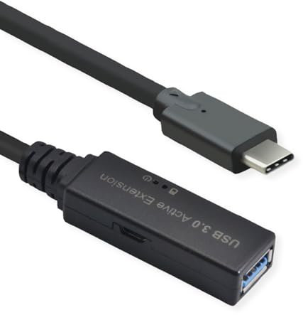 ROLINE USB 3.2 Gen 1 Active Repeater Cable, Type A - C, Black, 5 m