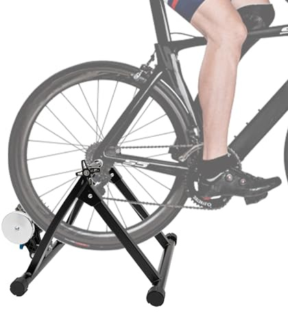 Donened Bicycle Bike Trainer, Foldable Roller Trainer for 26-29 Inch Tyres, Heavy Duty Exercise Bike, Bicycle for Mountain Bikes and Road Bikes