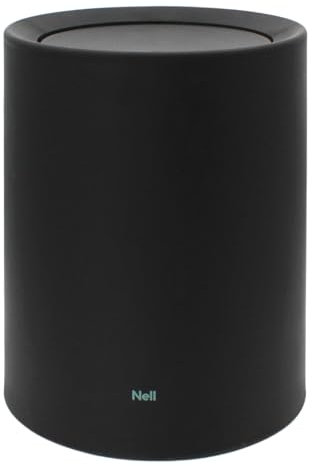 Nell Cubo de basura para oficina de 12 litros, color negro mate con tapa basculante, perfecto para oficina, cocina y salón, versátil papelera de oficina, plástico duradero, elegante y práctico (negro,