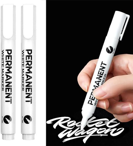 EUZUXU 2 Stück Marker Weiß Stift, 2,0 mm Fadenbreite, Wasserfest und Schnell Trocknender Permanent Marker, für Steine, Keramik Holz Papier Glas Stoff Metall Leinwand