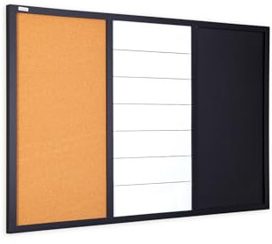 ALLboards 3-in-1-Kombitafel: Whiteboard, Kreidetafel magneitsch, Kork 90×60 cm + Zubehör