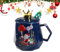 Weihnachten Kaffeebecher 500ml, Keramik Weihnachten Tee Tassen mit Deckel Löffel und Geschenk-Box, Festival niedlich Xmas Tassen, Neuheit Tassen Geschenk für Weihnachten Winter (Blau)