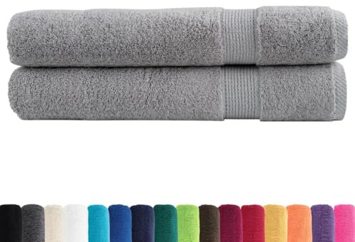 vidaXL Premium Handtücher SOLUND 2 STK., Saunatuch Saugfähig, Badetuch mit Schlaufen, Strandtücher Duschtuch Gästetuch, Grau 100x200cm 600g/m² 100% Baumwolle