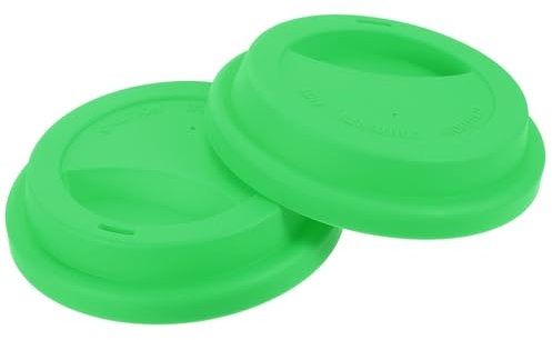 sourcing map 2Pcs 3.31-3.38 Silicone Cup Lids, Drinking Lid Reusable Sealed Mug Lid for Ceramic or Glass Coffee Mug Spill-Proof, Durable Coffee Cup Covers, Green