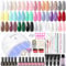 PEACECOLOR 53pcs Kit Ongle Gel UV Complet, 20 Couleurs Kit Vernis Semi Permanent+4 Poly Nail Extension Gel, Base et Top Coat Lampe UV Ongles Gel Nail Art Outil Kit Manucure pour Débutant