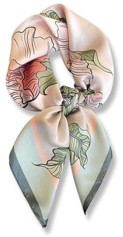 PoeticEHome Seidentuch für Damen aus 100% Maulbeerseide, 66 x 66 cm | Quadratischer Seidenschal und Halstuch für Hals, Haare oder Handtasche; weich, leicht, bedruckt, mit Geschenkverpackung