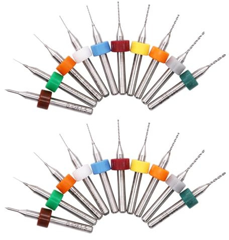 20 Stück Micro Bohrer Set, 0.1-1mm Wolframstahl Spiralbohrer, PCB Gravierbohrer Bits Set, Klein Mehrfarbig Glasbohrer, für rauen Stein, Schmuck, Stanzen, Gravur
