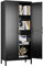 Aobabo Metal Office Shaker Storage Cabinet with 2 Doors and 3 Adjustable Shelves - 155cm High Black Heavy-Duty Cabinet, 4-Tier Tall Steel Cabinets for Garage,Office,living Room Assembly Required