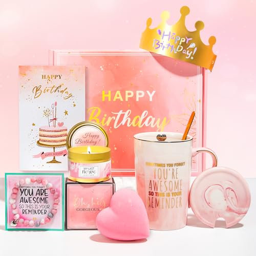 MEIMUCUL Cadeau Femme Anniversaire,Coffret Cadeau Femme,Set de Tasse Personnalisée pour Amie,Coffret Anniversaire pour Femme,Meilleure Amie,Sœur,Collègues,Maman,Happy Birthday Gift