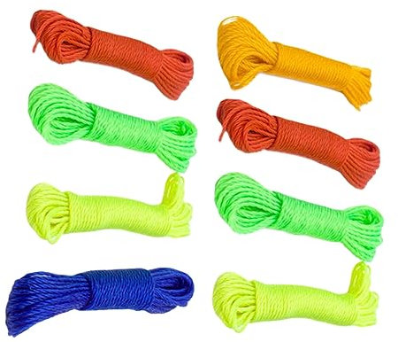 Cabilock 8 Piezas Tendedero Cuerda De Nailon Trenzada Unidades Colores Brillantes Gruesa para Acampar Interiores y Exteriores Cuerda para Tender La Ropa Intemperie para Tender Ropa Al Aire
