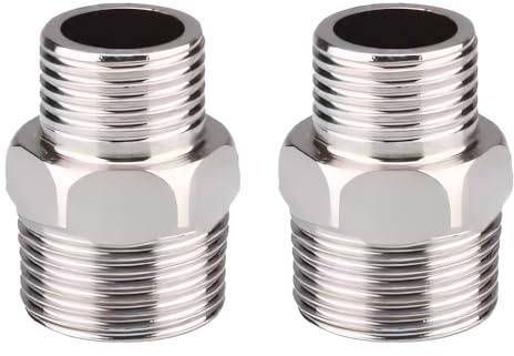 2PCS 304 Shower Hose Connectors Male to Female Threaded Connector Accessories Reducing Nipple Shower Connector Reducing Nipple Shower Adapter Water Pipe Plumbing Fittings