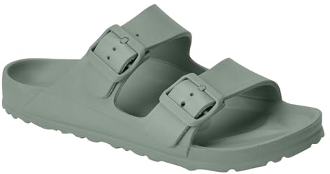 holster Sundreamer Vegane Damen-Pantoletten,leichte EVA-Sandalen,Fußgewölbestütze,von Podologen empfohlenes,anatomisch geformtes Fußbett,wasserdichte rutschfeste Sommer-Pantoletten GRÜN 36