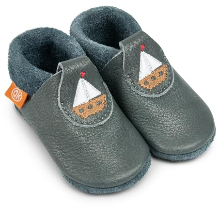 Orangenkinder Bio-Leder Kinder-Hausschuhe – Softsohle Krabbelschuhe & Lauflernschuhe Poppies, Öko-Lederpuschen Handmade in Germany für Babys & Kinder