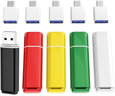 ABLAZE 5 Piezas Memorias USB 16 GB con adaptadores Tipo C Pen Drive 16GB | para PC, smartphones y ordenadores