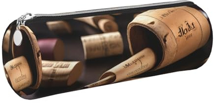 kurue Kork-Etui für Weinflaschen, Leder, schmales Federmäppchen, schöne Schreibwaren-Tasche, tragbare Kosmetiktasche, Reißverschluss-Organizer-Tasche