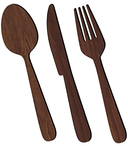 TOYZFRIENDY Decoración Rústica para Cocina de Utensilios de Madera Vintage Tenedor Cuchara Cartel de Pared para Hogareño Acogedor