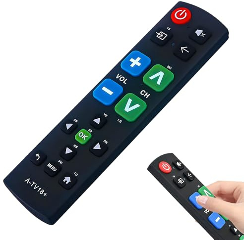 KBIBCK Telecomando TV con tasti grandi, telecomando universale, facile da usare e configurare, telecomando per anziani, funziona per Samsung, Sony, Panasonic, Sharp, Toshiba, TV Philips