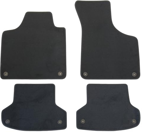 AD Tuning Velours Fußmatten für Audi A3 8P/8PA (05/2003-01/2013) | 4-teilig, 100 % passgenau, Schwarz, Druckknopf Befestigung
