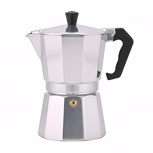 Cafetera Italiana-Cafetera Espresso de Aluminio 3 Tazas – Moka para Café– Compatible con Cocina de Gas, Vitrocerámica y Eléctrica – No Compatible con Inducción - Diseño Clásico -