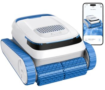 Nixpool QD40 Robot Piscina Senza Fili, Pulizia Fondo Pareti e Linea d'Acqua, Batteria 120 Min, App Bluetooth, Filtro 4L