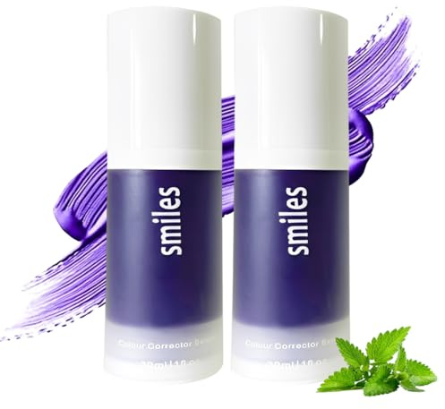 DOVBAN 2Pcs Dentifricio Viola,Purple Teeth Whitening Toothpaste Dentifricio Sbiancante,Correttore Colore Denti