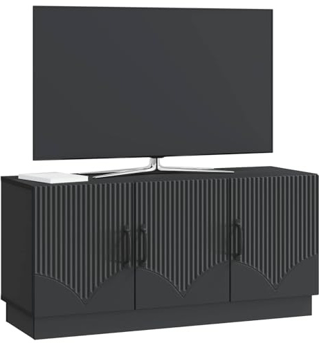 vidaXL TV-Schränk Schwarz 99 x 34,5 x 47 cm Holzwerkstoff, Rechteckiges TV-Regal, modernes Medienmöbel, viel Stauraum, Wohnzimmer-Organizer, für zuhause