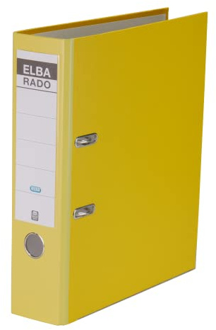 Elba Ordner A4, rado brillant, breit, veredeltes Papier, gelb, 20 Stück