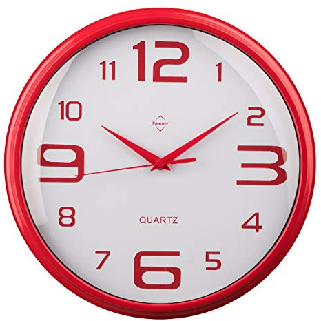 Premier Housewares Round Wall Clock - Matt Red