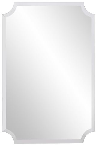 Howard Elliott rahmenloser silberner rechteckiger Wandspiegel, Elegante abgeschrägte Kanten, rahmenloser Wandspiegel, moderner Akzent, dekorativer Kosmetikspiegel für Badezimmer, Eingangsbereich,