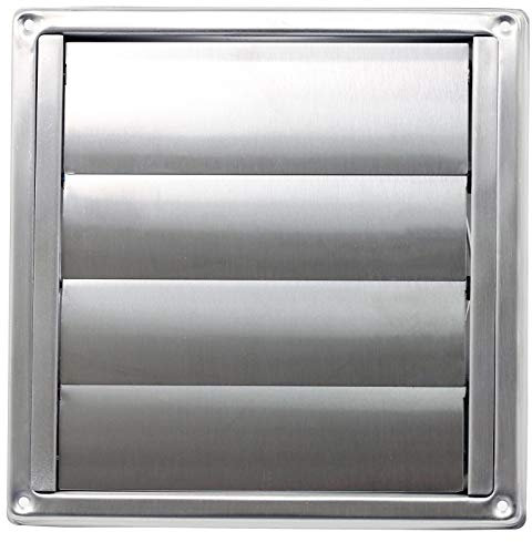 spares2go Edelstahl quadratisch Externe Extractor Wand-Steckdose mit Schwerkraft Klappen (125 mm, 12,7 cm)