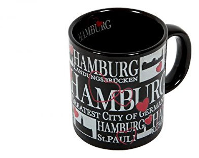 City Souvenir Shop Kaffeebecher Hamburg mit Herzen, schwarz, Becher, ca. 0,25 l