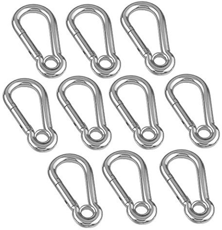 Versandbox24 10 x Karabinerhaken 4x40 mm mit Kausche Feuerwehrkarabiner Karabiner Haken Edelstahl V4A