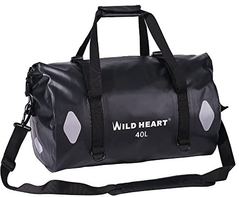 Wild Heart wasserdichte Tasche für Kajakfahren, Camping, Boot, Radfahren 20L 30L 40L (schwarz, 40L)