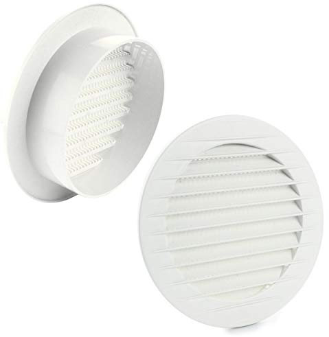 MKK - 17969 - Lüftungsgitter Abluftgitter Außengitter Insektenschutz weiß grau braun 60 70 80 90 100 120 125 150 mm weiß Ø 90 mm