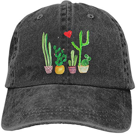 Unisex Cacti Cactus Love Artical Vintage Jeans Verstellbare Baseball Cap Baumwolle Denim Dad Hat - Schwarz - Einheitsgröße