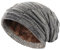 Hatstar Warme gefütterte Beanie Mütze Wintermütze Strickmütze Flechtmuster mit Fleece Innenfutter (meliert braun)