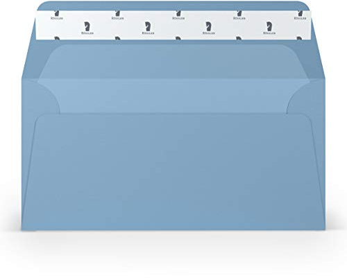 PAPERADO 25 Briefumschläge DIN lang/DL Haftklebung mit Seidenfutter - Dunkelblau gerippt Hell-Blau - 100 g/m² Kuvert ohne Fenster 22 x 11 cm - Umschläge mit Haftklebung breite Klappe