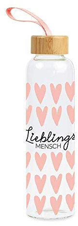 Grafik-Werkstatt Trinkflasche aus Glas mit lustigem Spruch | mit Griffschlaufe | 550 ml | Lieblingsmensch