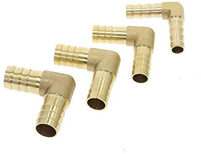 Conector de tubo de púa de latón, 4 piezas de latón con púas para manguera de latón, adaptador de manguera de gas, conector de manguera para combustible, aire, agua, gas, aceite (L 2 vías, OD 8 mm)