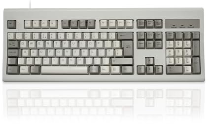 PERIXX PERIBOARD-106M, Wired Performance Full-Size USB Keyboard, Curved Ergonomic Keys, Classic Retro Gray/White Color, UK QWERTY