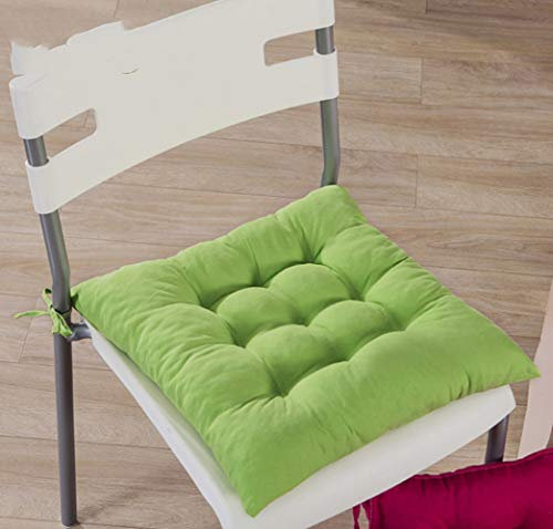 uministyle Lot de 2 coussins de chaise rembourrés avec attaches pour chaises de salle à manger, cuisine, jardin, intérieur et extérieur (vert)