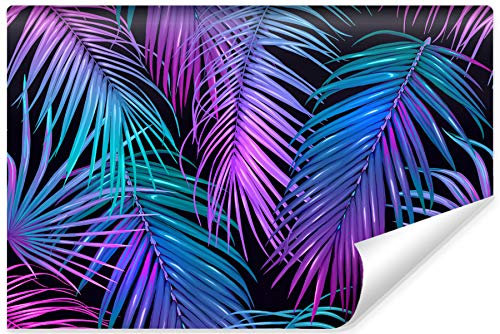 Muralo Vlies Fototapete 90 x 60 Neon Blätter Natur Tapete Pflanzen Flora Dschungel Exotik Wohnzimmer Schlafzimmer Wandbilder XXL Wand Br. 90 cm x Hö. 60 cm