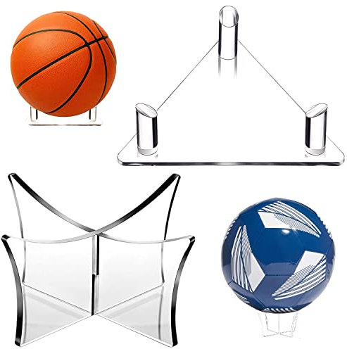 GIAK Ball Ständer Ball Halterung Display Halter für Fußball Fußball Basketball Volleyball Rugby Ball, Transparent Acryl(2 PCS)