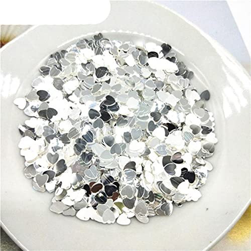 Ultradünne PET Pailletten 4mm Love Heart Laser Glitter Lose Pailletten Pailletten Eo-freundliche 3D Nagel Pailletten Nail Art Dekoration 10g-Soild Silber 10g