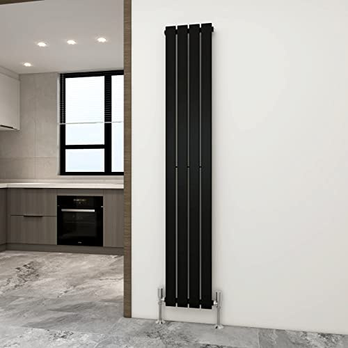 Radiator Horizontal Vertical Designer Flat Panel Central Heating Radiator 1800mm Height (1800x272mm Single, Black)