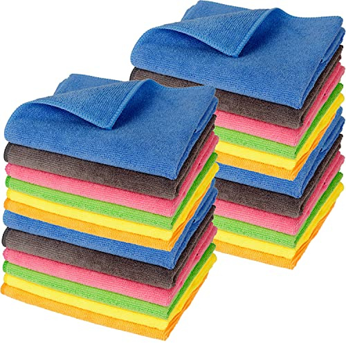 Mach1 24 Stück Premium Mikrofasertücher 40x40cm mit 350g/m² (350GSM) in Profiqualität, extrem saugstark und weich – fusselfreie Allzwecktücher putztücher für Haushalt, Büro und Auto