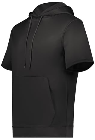 Augusta Sportswear Men's Wicking Fleece Short Sleeve Hoodie Jacket, Black, XXL