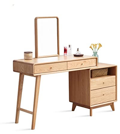 TOMYEUS Schminktisch Massive Holzkommode Locker Set Ladies Kommoe Schlafzimmer Make -up -Tisch mit Schubladen Aufbewahrungsschrank Kommode Kosmetiktisch